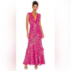 Pink Metallic Saloni Rita Dress Size 2 Worn Once